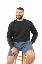 Mens Crew Neck Pull Over Shirt Charcoal